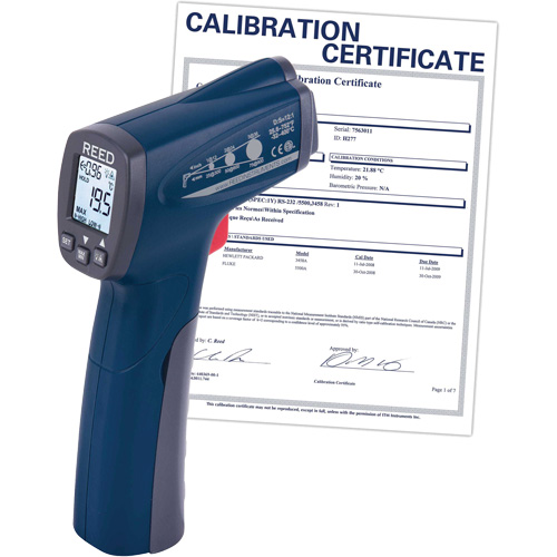 Thermom&egrave;tre &agrave; infrarouge avec certificat de calibration, -25,6°- 752° F ( -32° - 400° C ), 12:1, &eacute;missivit&eacute; Ajustable Les Fournitures Industrielles Méga