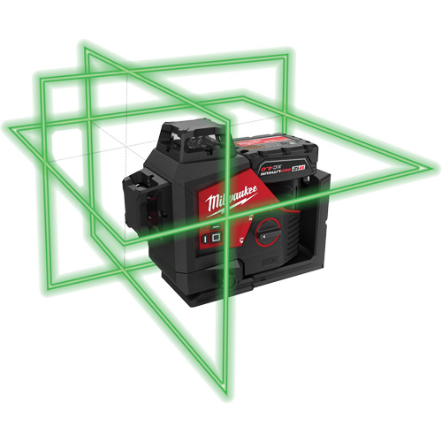 Ensemble de laser vert 360 degr&eacute;s &agrave; trois plans M12, 125' (38,1 m), 530 N.m Les Fournitures Industrielles Méga