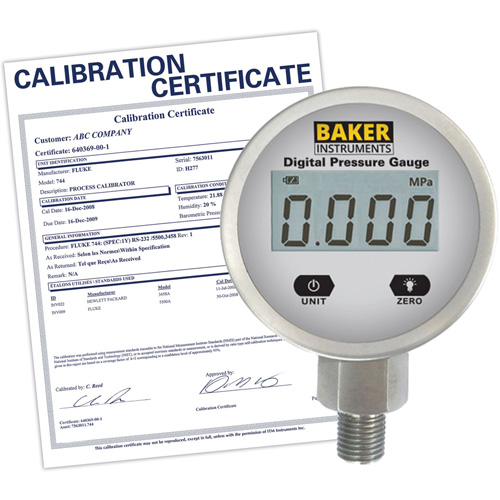B5000 Series Pressure Gauge with ISO Certificate, 2-1/2" , 0 - 30 psi/0 - 831 in. w.c./0-206.8 kPa, Bottom Mount, Digital Les Fournitures Industrielles Méga