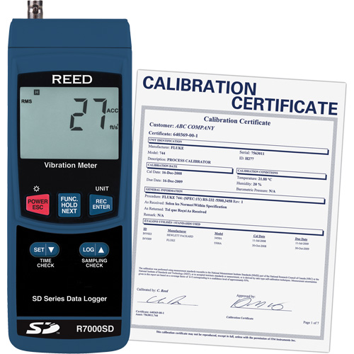 Vibrom&egrave;tre &agrave; enregistrement de donn&eacute;es avec certificat de calibration, 10% - 85% HR, 32°- 122° F ( 0° - 50° C ) Les Fournitures Industrielles Méga