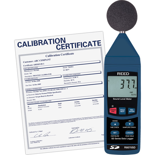 Ensemble sonom&egrave;tre &agrave; enregistrement de donn&eacute;es avec certificat de calibration Les Fournitures Industrielles Méga