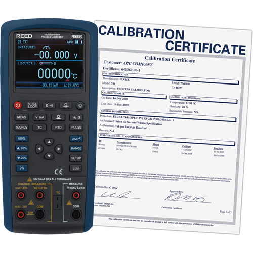 &eacute;talonneur de processus multifonctions avec certification de calibration, Sans enregistrement des donn&eacute;es, Portatif, 5 proc&eacute;d&eacute;s Les Fournitures Industrielles Méga