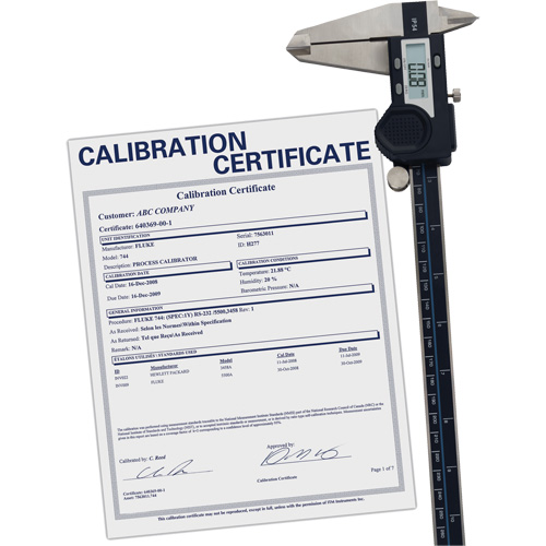 Pied &agrave; coulisse num&eacute;rique avec certificat de traçabilit&eacute;, R&eacute;solution de 0,0005" (0,01 mm), 0" - 12" (0 mm - 300 mm) gamme de mesure Les Fournitures Industrielles Méga