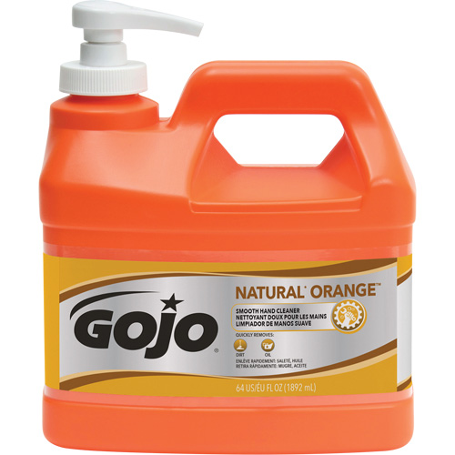 Nettoyant &agrave; mains Natural Orange, Cr&egrave;me, 1,89 L, Bouteille &agrave; pompe, Agrumes/Orange Les Fournitures Industrielles Méga