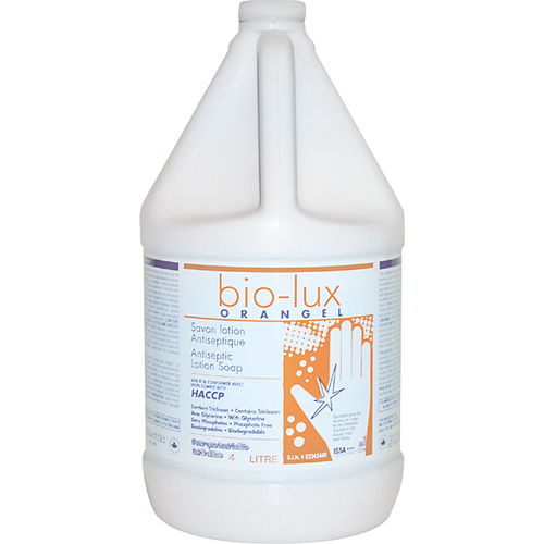Savon liquide antimicrobien Orangel Bio-Lux , Liquide, 4 L, Parfum&eacute; Les Fournitures Industrielles Méga