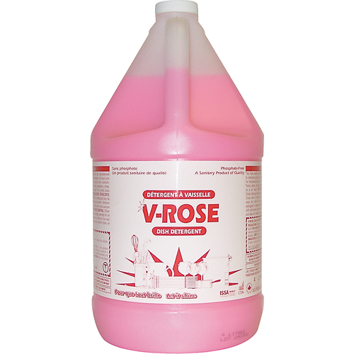 D&eacute;tergent liquide pour vaisselle V-Rose, Liquide, 4 L, Fraîcheur Les Fournitures Industrielles Méga
