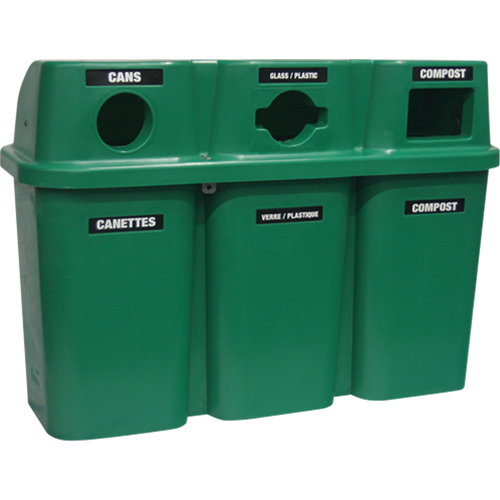 Contenants de recyclage Bullseye, Bord de rue, Plastique, 3 x 22 gal. US Les Fournitures Industrielles Méga