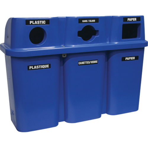 Contenants de recyclage Bullseye, Bord de rue, Plastique, 3 x 22 gal. US Les Fournitures Industrielles Méga