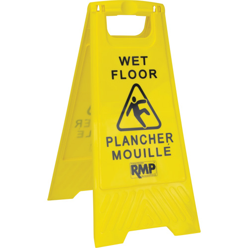 Panneau d'avertissement "Plancher mouill&eacute;", Bilingue avec pictogramme Les Fournitures Industrielles Méga