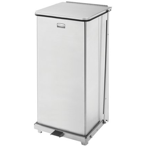 Corbeille &agrave; p&eacute;dale carr&eacute;e avec doublure Defenders, Acier inoxydable, Capacit&eacute; 13 gal. US Les Fournitures Industrielles Méga