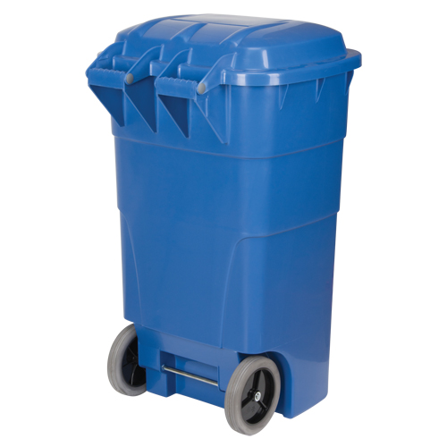 Roll Out Recycling Bin, Curbside, Polyethylene, 65 US gal. Les Fournitures Industrielles Méga