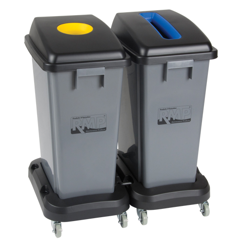 Socle roulant pour contenant &agrave; d&eacute;chets & &agrave; recyclage, Polypropyl&egrave;ne, Noir, Convient aux contenants  Les Fournitures Industrielles Méga