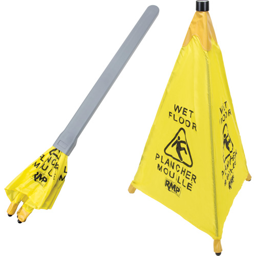 "Wet Floor" Pop-Up Safety Cone, Bilingual with Pictogram Les Fournitures Industrielles Méga