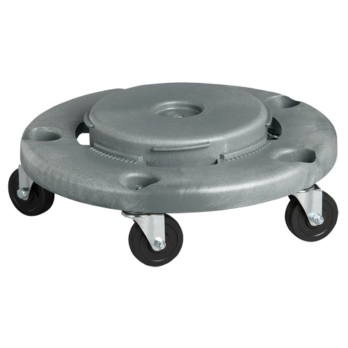 Socle roulant pour contenant &agrave; d&eacute;chets, Poly&eacute;thyl&egrave;ne, Gris, Convient aux contenants 24" dia. Les Fournitures Industrielles Méga