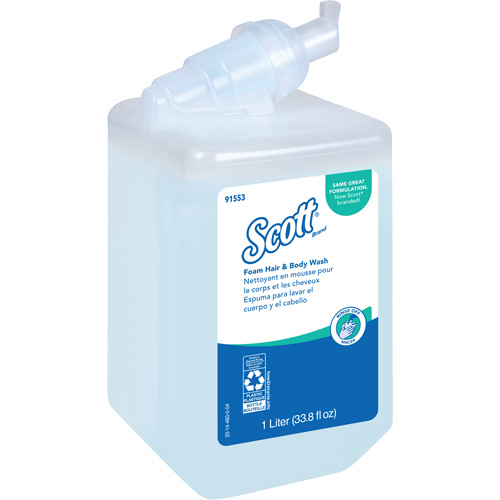 Savon moussant pour le corps et les cheveux Scott Pro, 1000 ml, Fraîcheur, Bouteille Les Fournitures Industrielles Méga