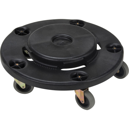 Socle roulant pour contenant &agrave; d&eacute;chets, Polypropyl&egrave;ne, Noir, Convient aux contenants 24" dia. Les Fournitures Industrielles Méga