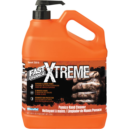 Nettoyant professionnel pour les mains Xtreme, Pierre ponce, 3,78 L, Bouteille &agrave; pompe, Orange Les Fournitures Industrielles Méga