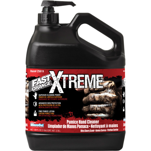 Nettoyant professionnel pour les mains Xtreme, Pierre ponce, 3,78 L, Bouteille &agrave; pompe, Cerise Les Fournitures Industrielles Méga