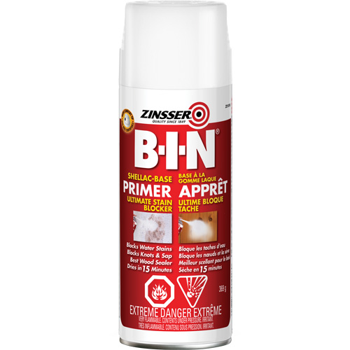 Appr&ecirc;t-scellant &agrave; base de gomme-laque B-I-N, 369 g, Canette a&eacute;rosol, Blanc Les Fournitures Industrielles Méga