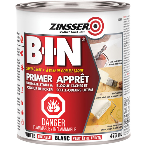 B-I-N&reg; Shellac-Base Sealer Primer, 473 ml, Can, Tintable White Les Fournitures Industrielles Méga
