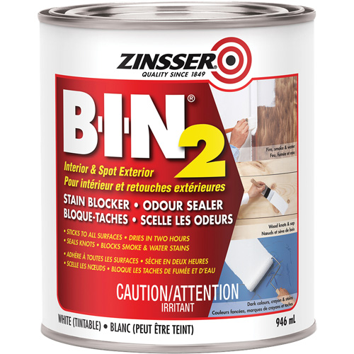 B-I-N&reg; 2 Primer, White, Very Flat, 946 ml, Can Les Fournitures Industrielles Méga