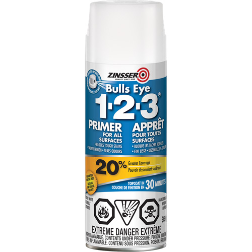 Bulls Eye 1-2-3&reg; Water-Base Primer, Aerosol Can, White Les Fournitures Industrielles Méga