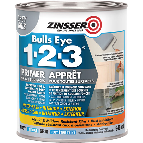 Appr&ecirc;t &agrave; base d'eau Bulls Eye 1-2-3, 946 ml, Canette, Gris Les Fournitures Industrielles Méga
