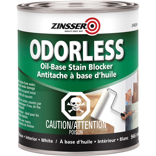 Appr&ecirc;t inodore &agrave; base d'huile qui bloque les taches, Blanc, Tr&egrave;s mat, 946 ml, Canette Les Fournitures Industrielles Méga