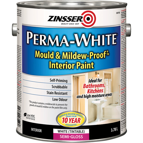 Peinture int&eacute;rieure Mold & Mildew-Proof Perma-White, 3,78 L, Gallon, Blanc Les Fournitures Industrielles Méga
