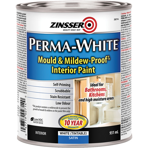 Peinture int&eacute;rieure Mold & Mildew-Proof Perma-White, 931 ml, Canette, Blanc Les Fournitures Industrielles Méga