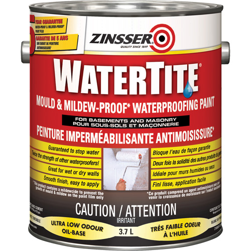 Peinture &agrave; l'&eacute;preuve de l'eau Watertite Mold & Mildew-Proof, Blanc, Satin&eacute;, 3,78 L, Gallon Les Fournitures Industrielles Méga