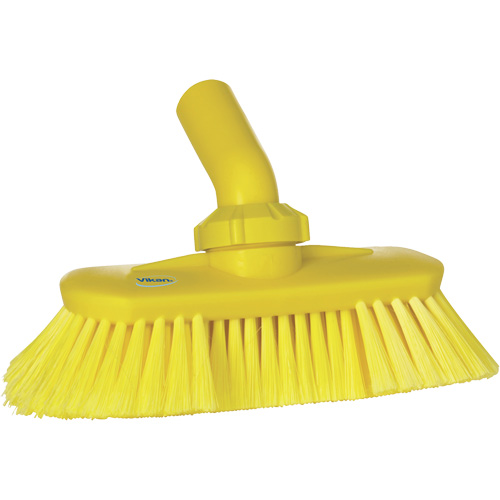 Angle-Adjustable Water-Fed Washing Brush, Soft Bristles, 9-1/4" Long, Yellow Les Fournitures Industrielles Méga