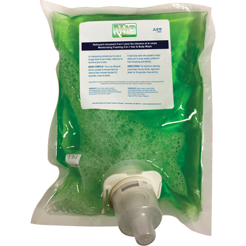 Moisturizing Hair & Body Wash, 1 L, Green Apple, Bag Cartridge Les Fournitures Industrielles Méga