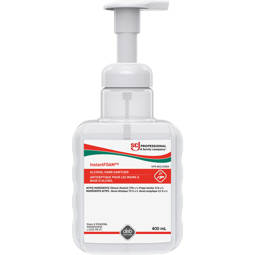 D&eacute;sinfectant pour les mains Instantfoam, 400 ml, Bouteille &agrave; pompe, 70 % alcool Les Fournitures Industrielles Méga