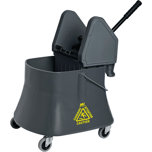 Ensemble de seau pour vadrouille et essoreuse Champ, Pression vers le bas, 10 gal. US (40 pintes), Gris Les Fournitures Industrielles Méga