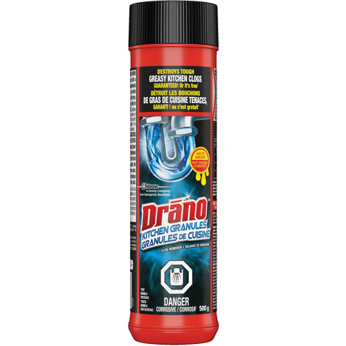 Granules nettoyantes pour drain d&eacute;vier de cuisine de Drano Les Fournitures Industrielles Méga