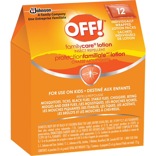 OFF! FamilyCare&reg; Insect Repellent, 7.5% DEET, Lotion, 6 g Les Fournitures Industrielles Méga