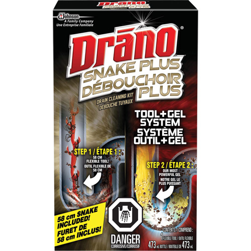 Trousse de furet et gel d&eacute;boucheur pour tuyaux de Drano Les Fournitures Industrielles Méga