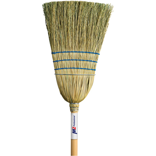Heavy-Duty Corn Broom, 3-String, Wood Handle Les Fournitures Industrielles Méga