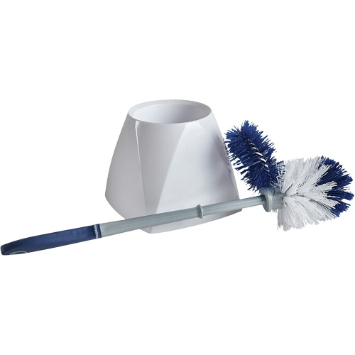 Brosse &agrave; cuvettes avec lave-rebord et valet, 15" l, Soies Synth&eacute;tique, Blanc Les Fournitures Industrielles Méga