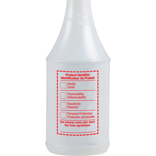 Bouteille &agrave; pulv&eacute;risateur ronde avec &eacute;tiquette SIMDUT, 24 oz Les Fournitures Industrielles Méga