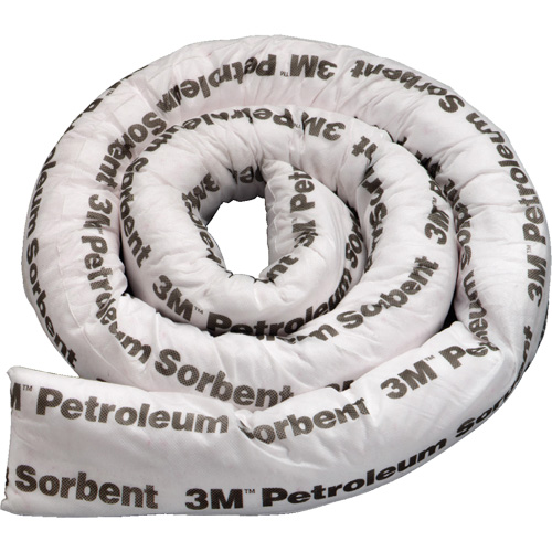 Barri&egrave;re de pollution absorbante double pour produits p&eacute;troliers, Huile seulement, 8' lo x 3" la, Absorption 15,7 gal Les Fournitures Industrielles Méga