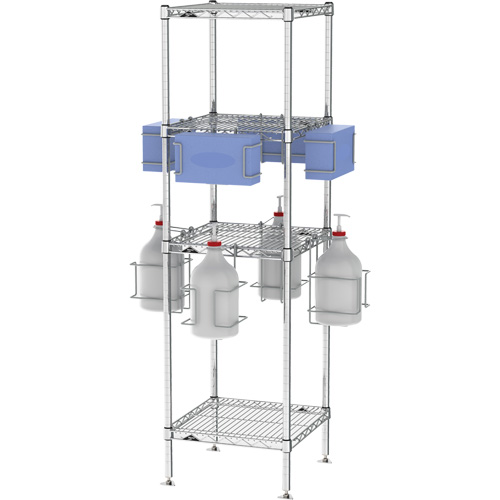 Portoir d'&eacute;PI/d&eacute;sinfectant avec tablettes Les Fournitures Industrielles Méga