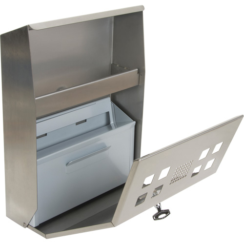 Smoking Receptacle, Wall-Mount, Stainless Steel, 1.6 Litres Capacity, 13-4/5" Height Les Fournitures Industrielles Méga