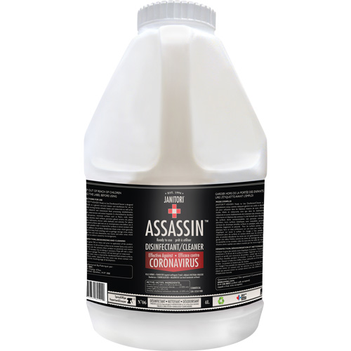 Nettoyant d&eacute;sinfectant pr&ecirc;t &agrave; l'emploi Janitori Assassin, 4 L, Cruche Les Fournitures Industrielles Méga