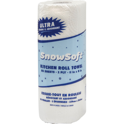 Essuie-tout pour cuisines de premi&egrave;re qualit&eacute; Snow Soft, 2 Pli, 85 Feuilles/rouleau, 8" la, 11" lo Les Fournitures Industrielles Méga
