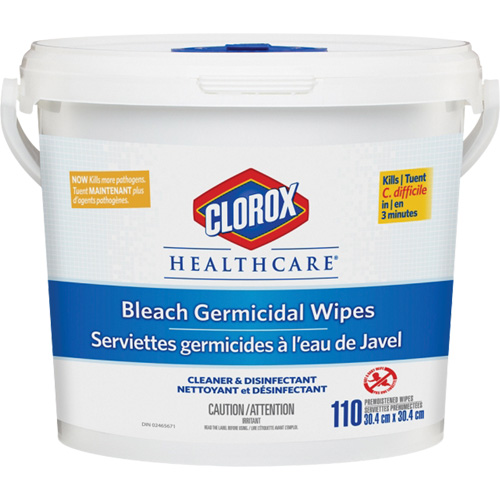 Lingettes d&eacute;sinfectantes &agrave; l'eau de Javel Healthcare, 110 lingettes Les Fournitures Industrielles Méga