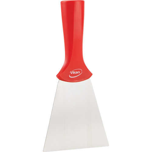 Grattoir en acier inoxydable avec poign&eacute;e montable sur manche, Rouge, 4" la x 8" lo Les Fournitures Industrielles Méga