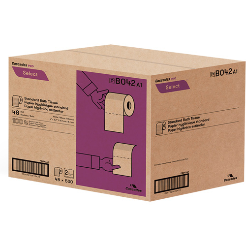Pro Select&reg; Toilet Paper, 2 Ply, 500 Sheets/Roll, White Les Fournitures Industrielles Méga