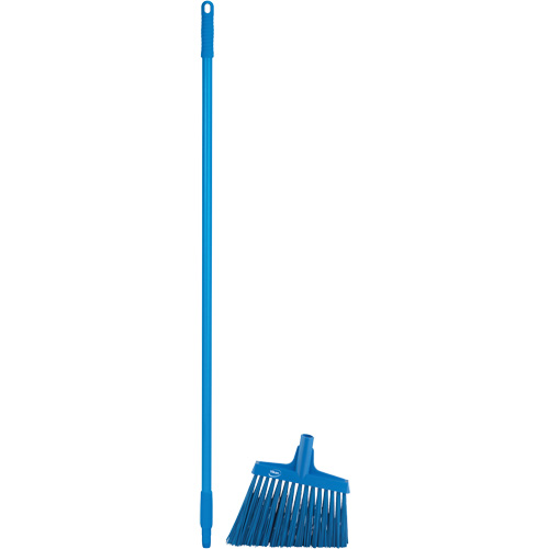 Angle Broom Head with Handle, X-Coarse Bristles, 12", Polyester, Blue Les Fournitures Industrielles Méga